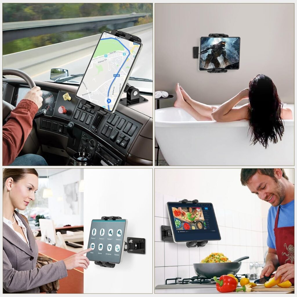 Tablet wandhouder met 360° rotatie voor universele iPad en 4,7-13,5 inch tablets met metalen bevestiging