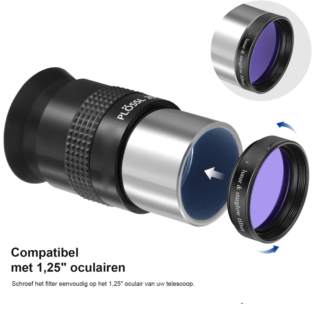 Telescoop oculair filter set 1.25 inch met maanfilter, UHC filter en planetaire kleurfilters voor sterrenkijken