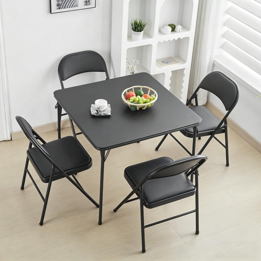 Opvouwbare tafel 80x80 cm zwart voor camping, tuin, balkon en buitengebruik