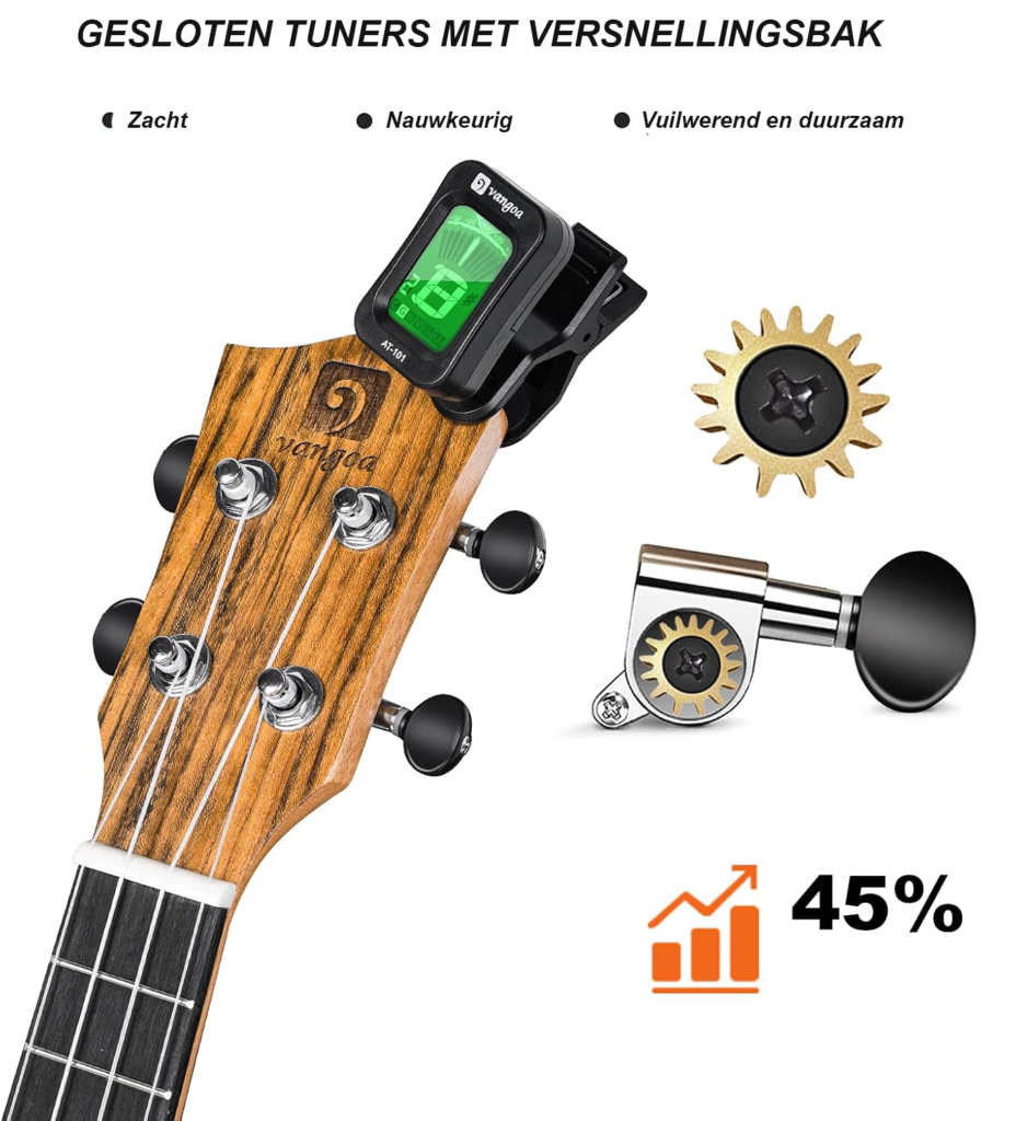 Ukulele Set 26 Inch Walnoothout - Akoestische Hawaïaanse Ukelele voor Beginners en Gevorderden - Inclusief Draagtas