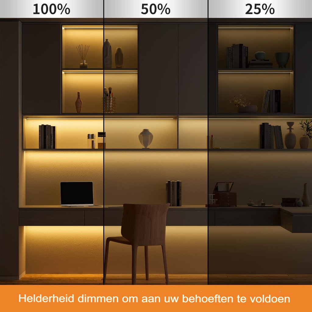 COB LED strip warm wit 2700K met dimbare verlichting, RF afstandsbediening en flexibele 3 meter LED strip voor meubel en decoratie