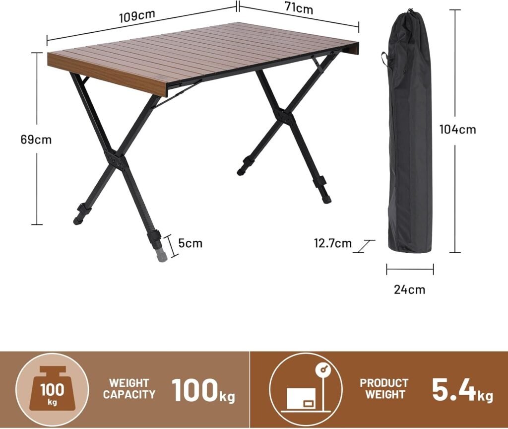 Opvouwbare aluminium campingtafel 108x71 cm voor tuin, camping en picknick