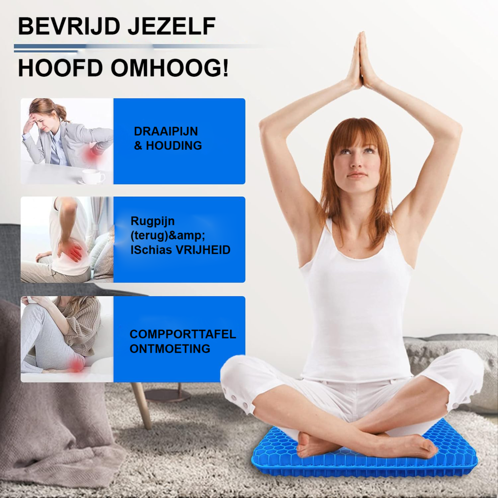 Gel zitkussen honingraat antislip drukverlagend voor auto bureaustoel en rolstoel breathable design