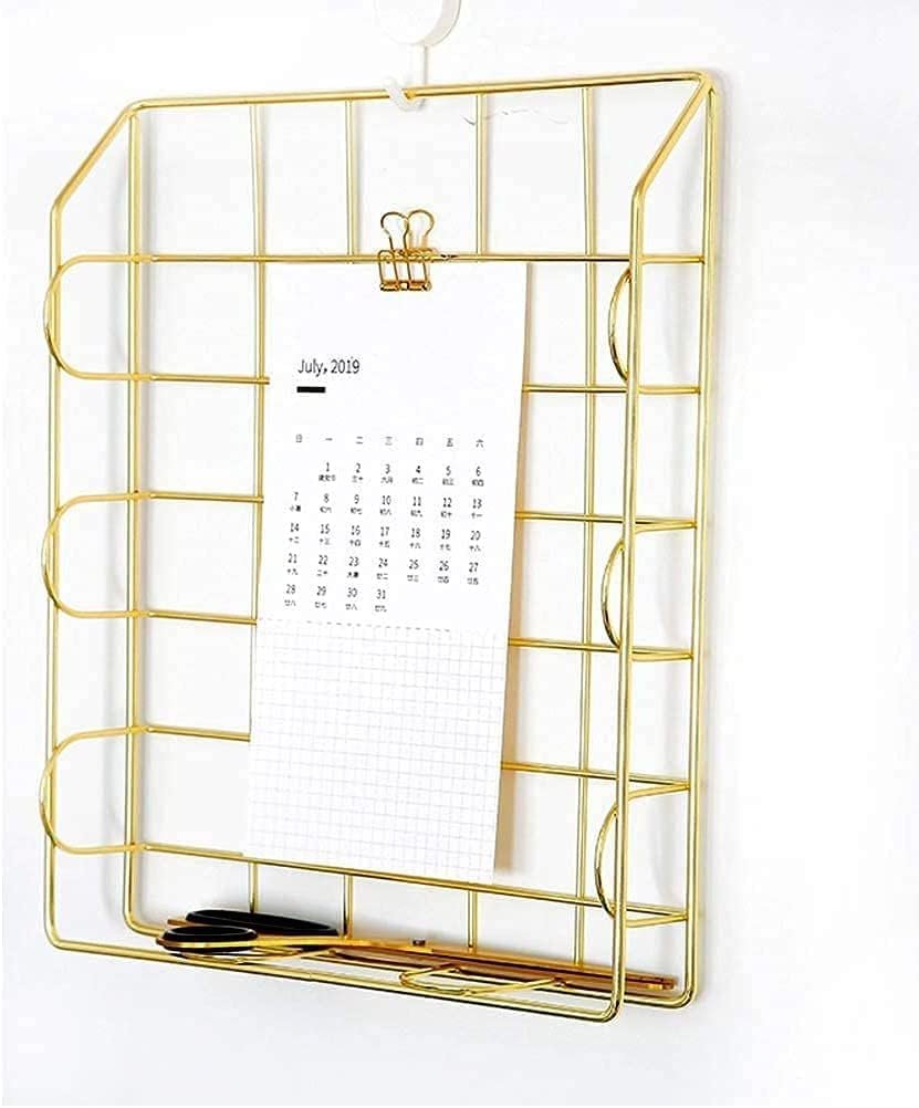 Metalen Papierhouder Set van 2 - Stapelbare Bureau Organizer voor Documenten - Letterbak met Gouden Afwerking - Opbergrek voor Bureau