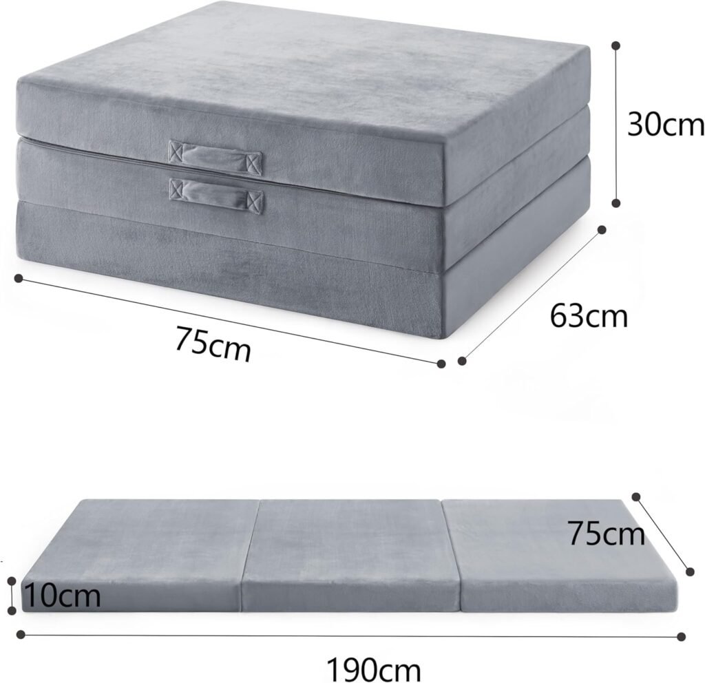 Opvouwbaar traagschuim matras 10 cm als eenpersoons logeermatras met wasbare hoes en campingfunctie