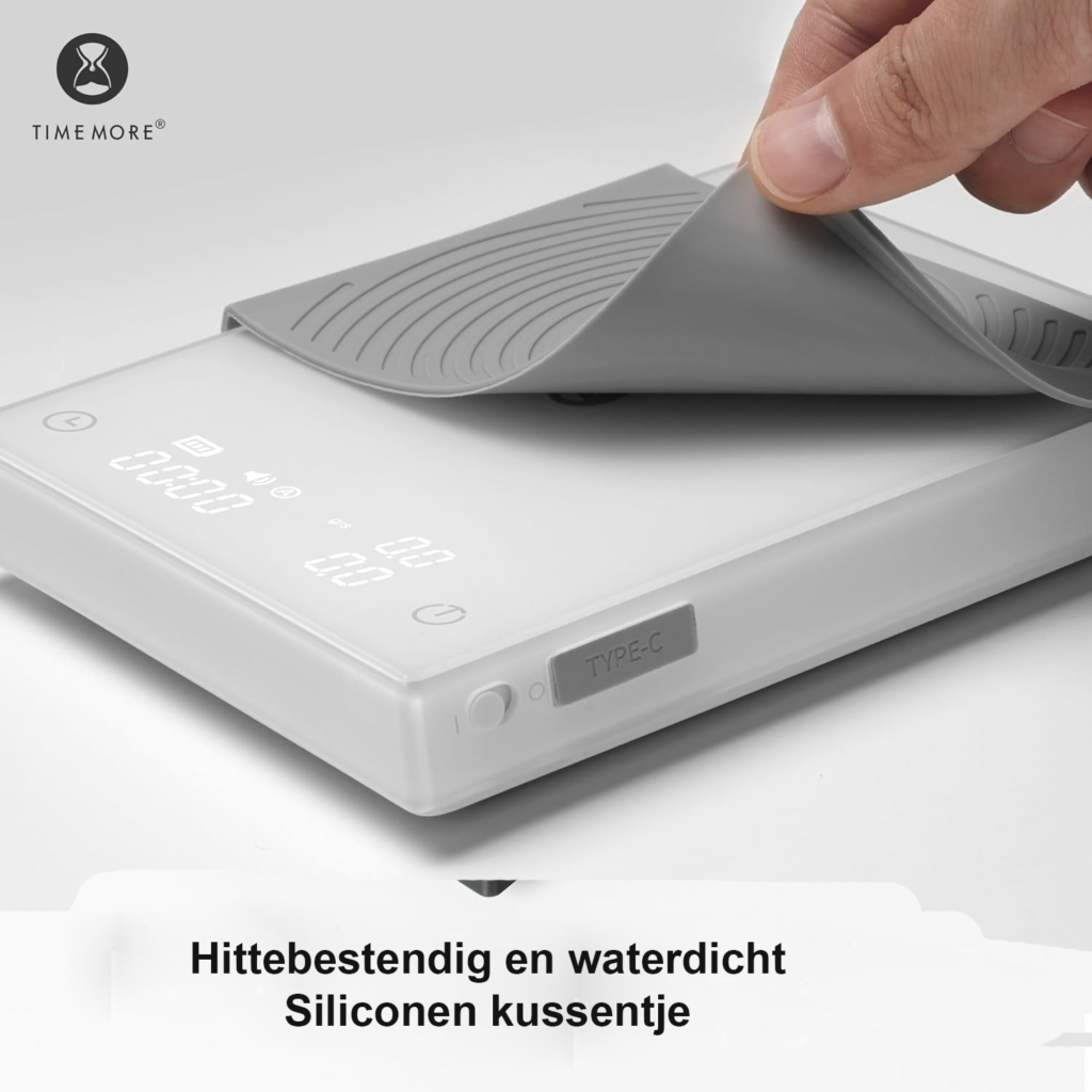 Digitale Koffieweegschaal met Timer - Espresso Weegschaal met Flow Rate Functie - USB-C Oplaadbare Pour Over Weegschaal - 2000 g Capaciteit en 0,1 g Nauwkeurigheid, Zwart