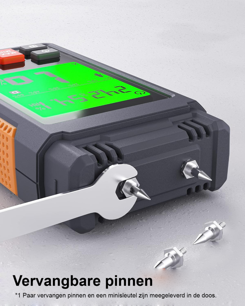 Vochtmeter voor Muren en Hout - Digitale Houtvochtmeter met Pinmeting en LCD Display - Nauwkeurig Meetinstrument met Tri-Color Backlight en 7 Kalibratieschalen