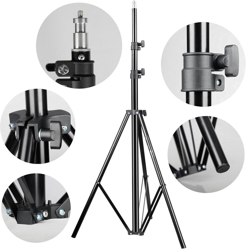 Lichtstatief set 260 cm aluminium voor fotografie, video, studio, softbox en achtergrondverlichting, 2 stuks