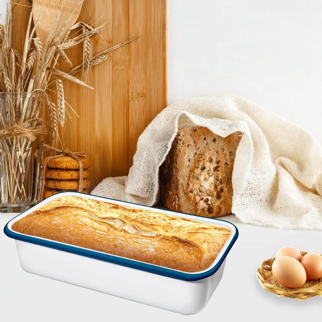 Emaille broodbakvorm 32x13x7 cm voor cake en toastbrood in rechthoekige vorm