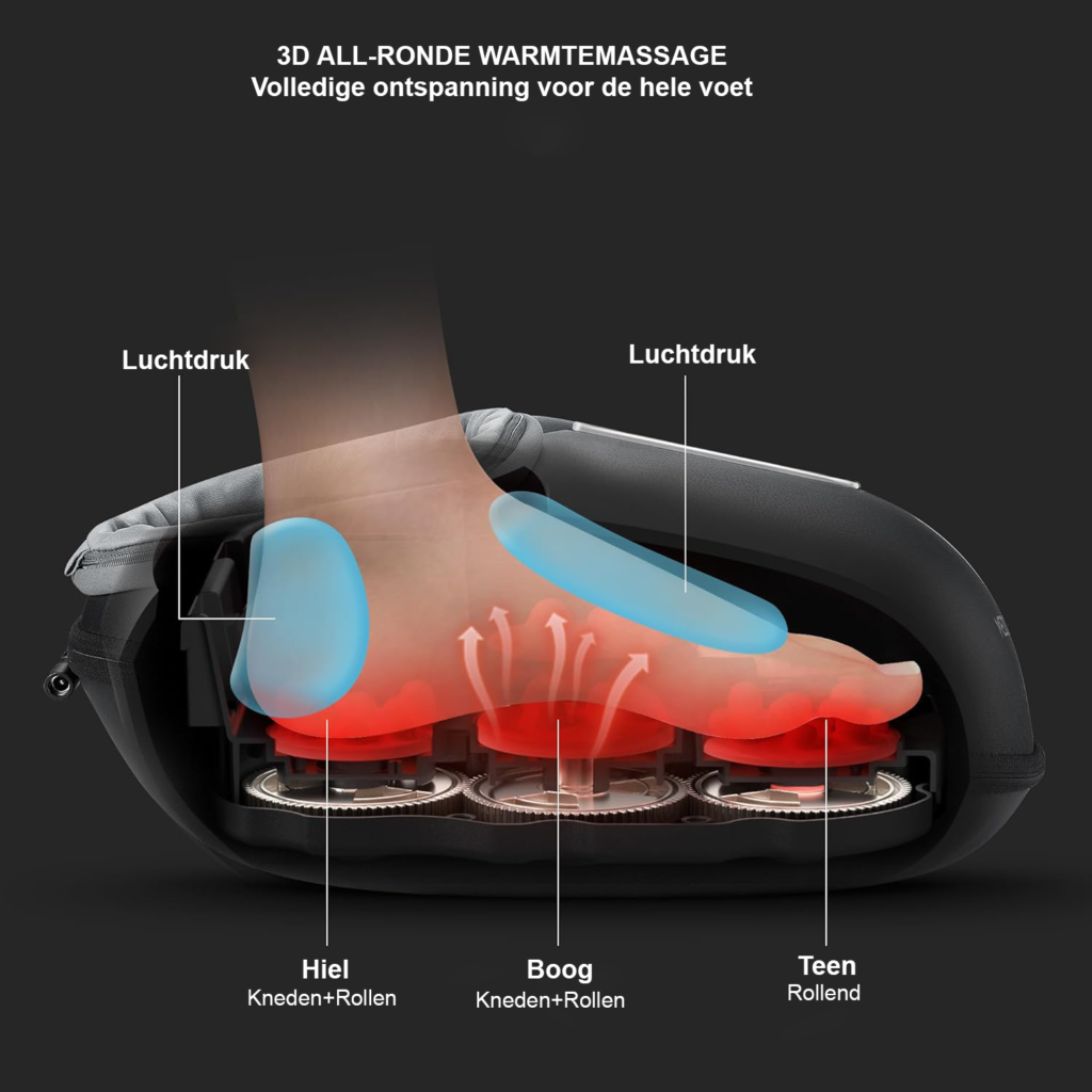 Elektrisch Shiatsu voetmassageapparaat met verwarmingsfunctie en luchtcompressie voor ontspannende voetmassage