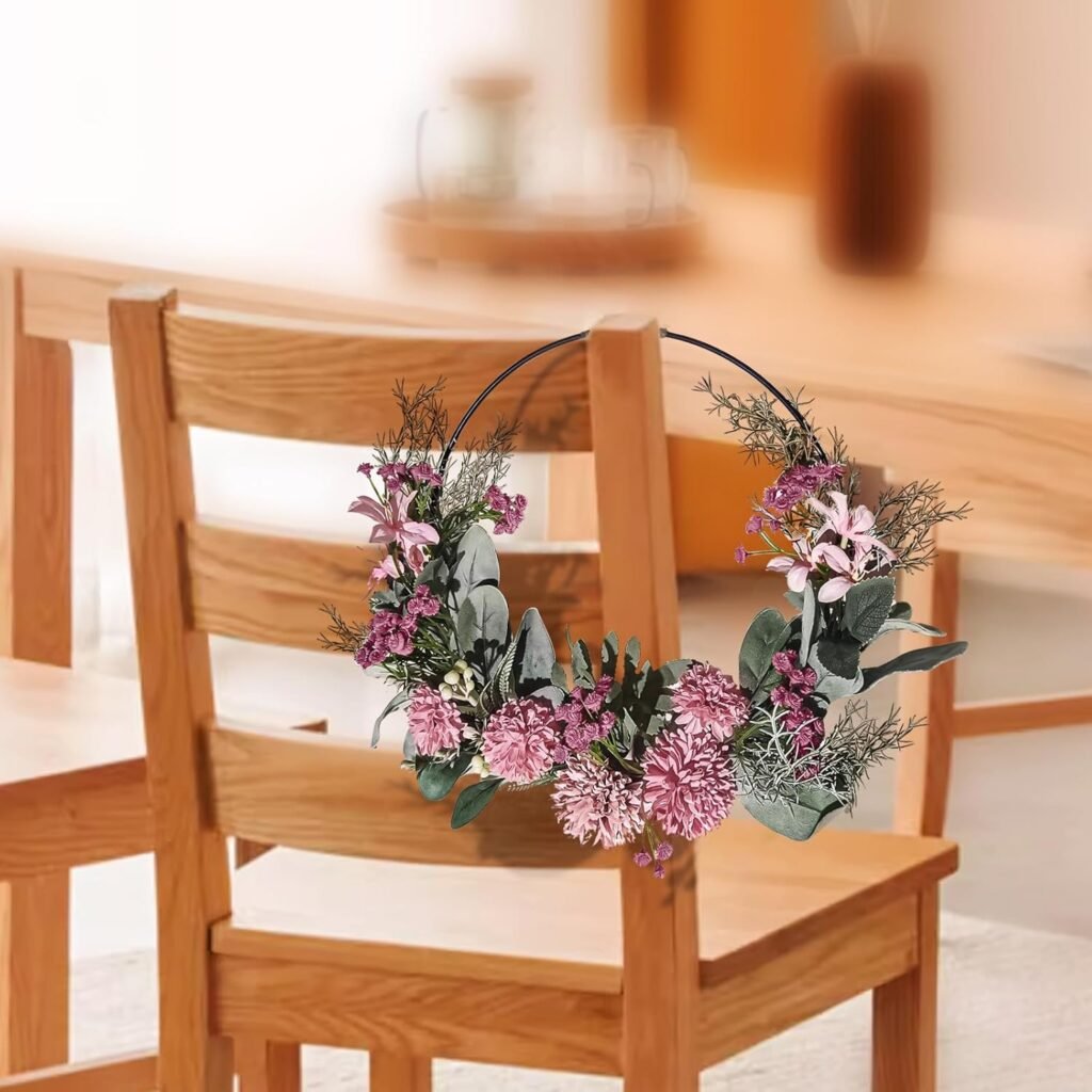 kunstbloemen orchidee deurkrans herfst wreath met metalen ring welkom wanddecoratie bruiloft en woonkamer decoratie