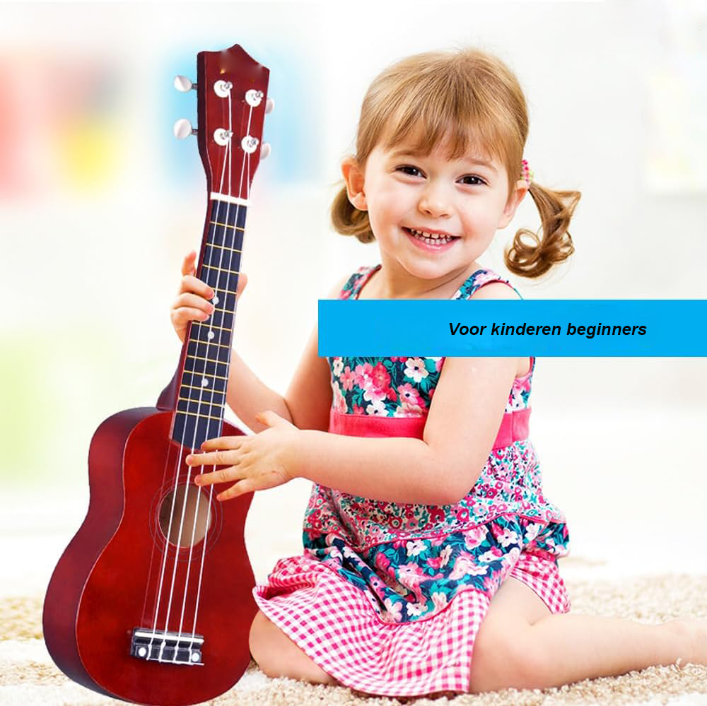 Sopraan ukulele starter set 21 inch bruin met draagtas clip-on tuner extra snaren plectrum en accessoires voor beginners