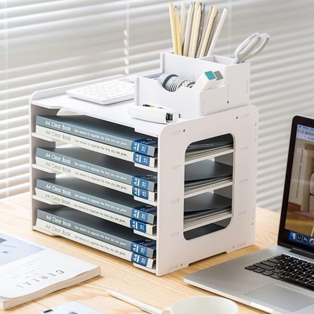 A4 Bureau Organizer 5 Laags - Stapelbare Document Organizer voor Papieropslag en Kantoor - Brieftray voor Thuis, School en Werkplek