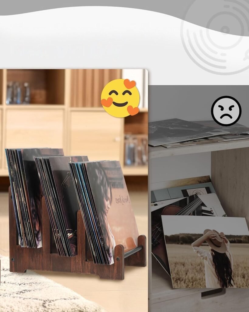 Grammofoon platenstandaard en brochurehouder voor vinyl platen, magazines en boeken 37 x 27 x 24 cm