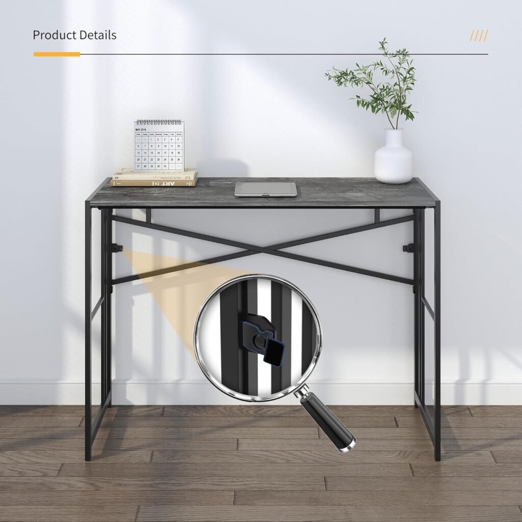 Vouwbaar Computerbureau 103 cm - Schrijf- en Gaming Bureau - Campingtafel Zonder Montage - Grijs Thuiswerkbureau