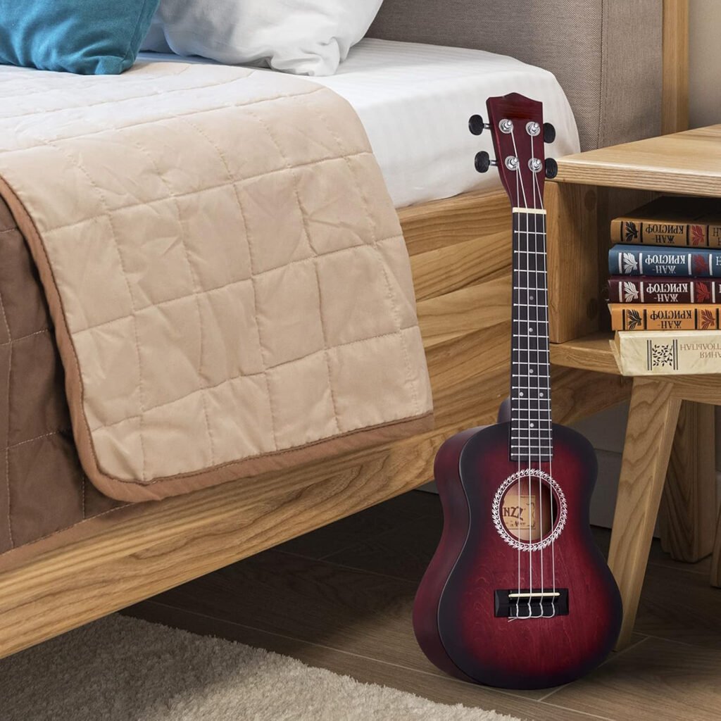 Concert ukulele 23 inch rood met draagtas, tuner en accessoires voor beginners en volwassenen en kinderen
