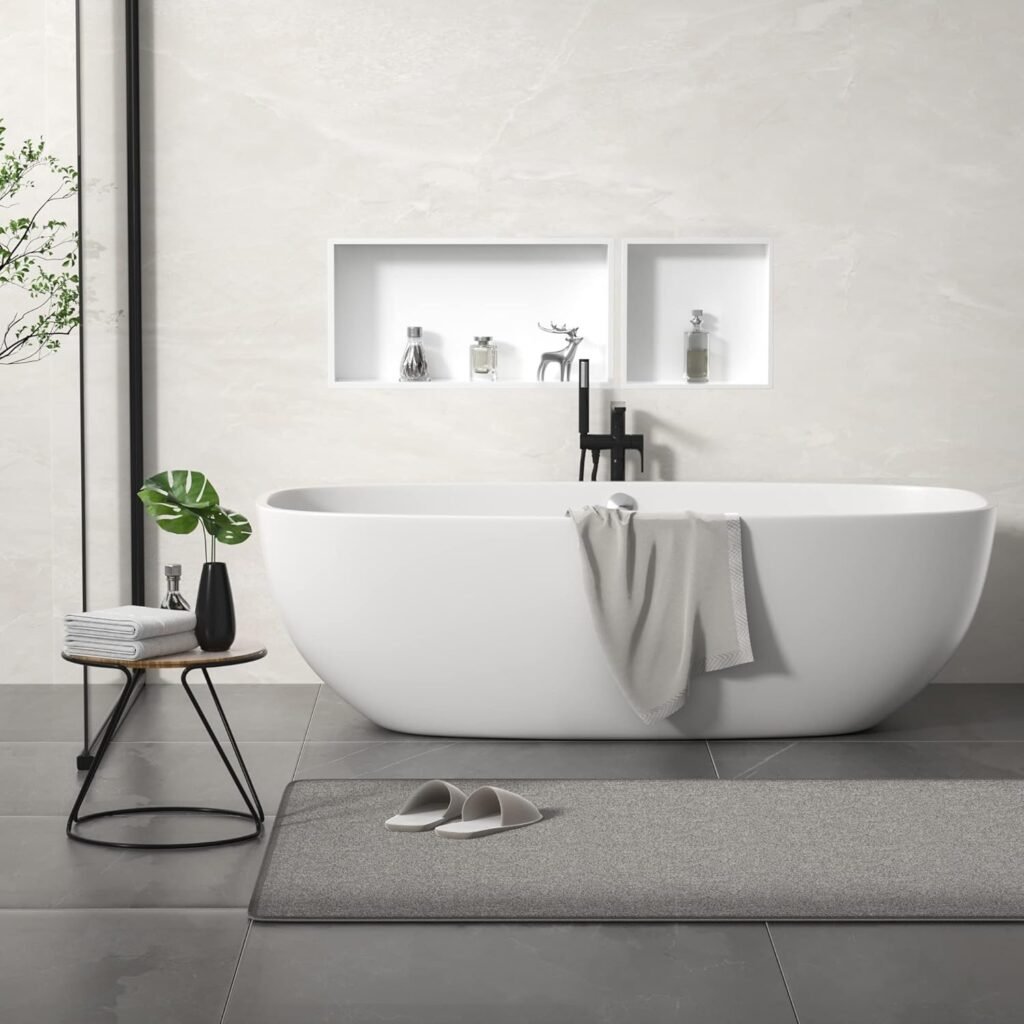 Douchebak Niche 30 x 30 x 10 cm - RVS Wandnis voor Douche Zonder Tegels - Witte Inbouwnis met Wandmontage - Roestvrij Staal