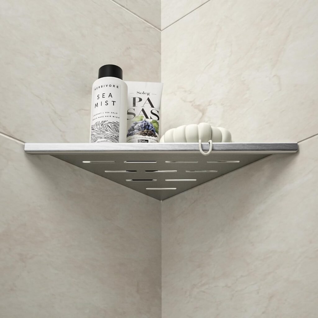 Hoek Doucheplank RVS 304 254 mm - Zelfklevende Douche Organizer Voor Badkamer - Wandrek Voor Tegelwanden Met Geborstelde Afwerking