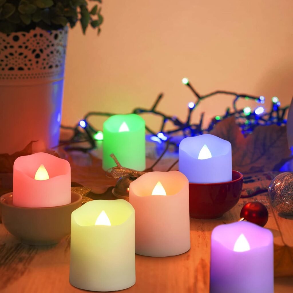 12-delige RGB oplaadbare LED waxinelichtjes met afstandsbediening, timer en warm wit flikkerend licht voor decoratie