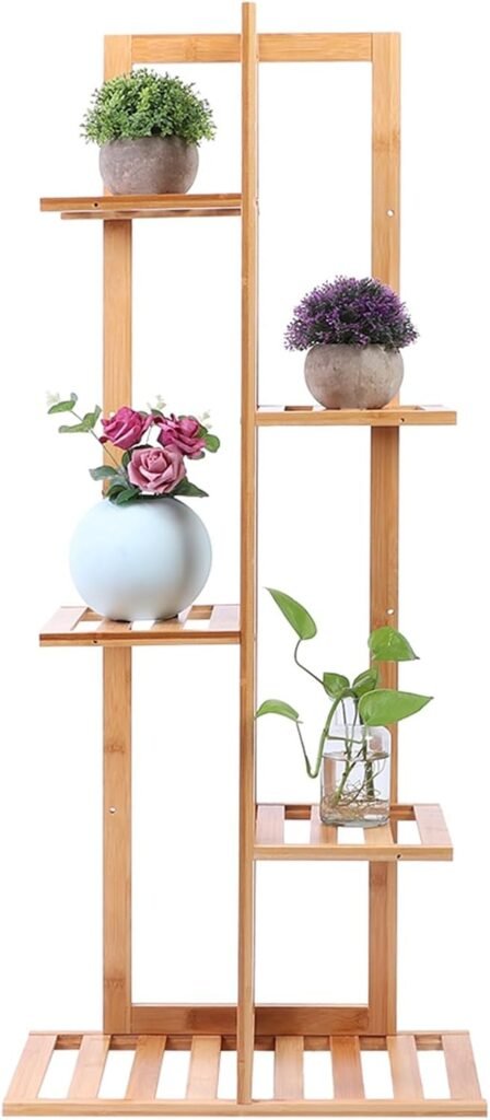 Plantenrek met 5 Potten - Plantenstandaard voor Balkon en Woonkamer - Bloemenrek voor Tuin en Patio - Plantenladder voor Kleine Buitenruimtes