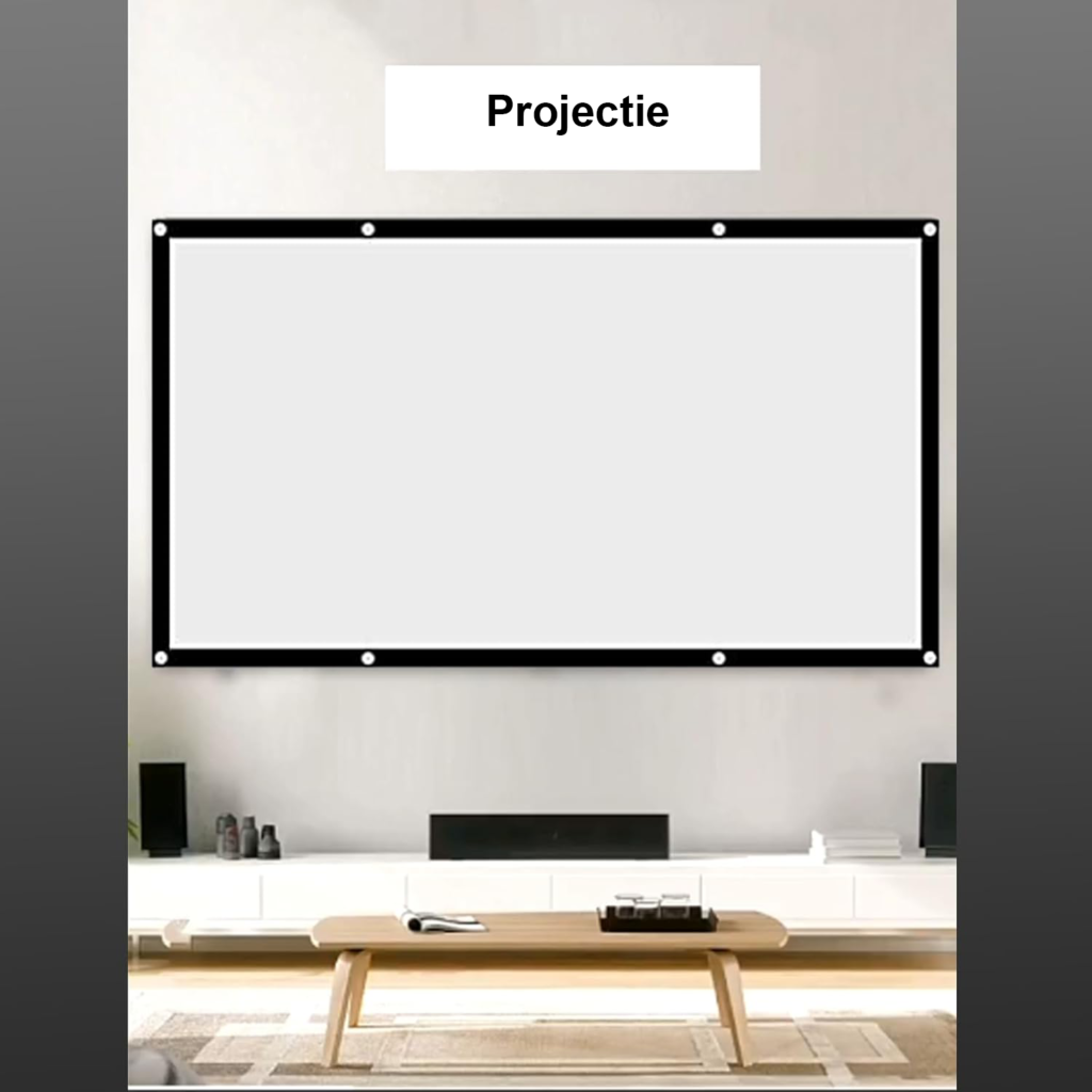 Draagbaar projectiescherm 120 inch vouwbaar wit 16:9 voor thuisbioscoop binnen en buiten gebruik kreukvrij projector doek voor cinema en reizen