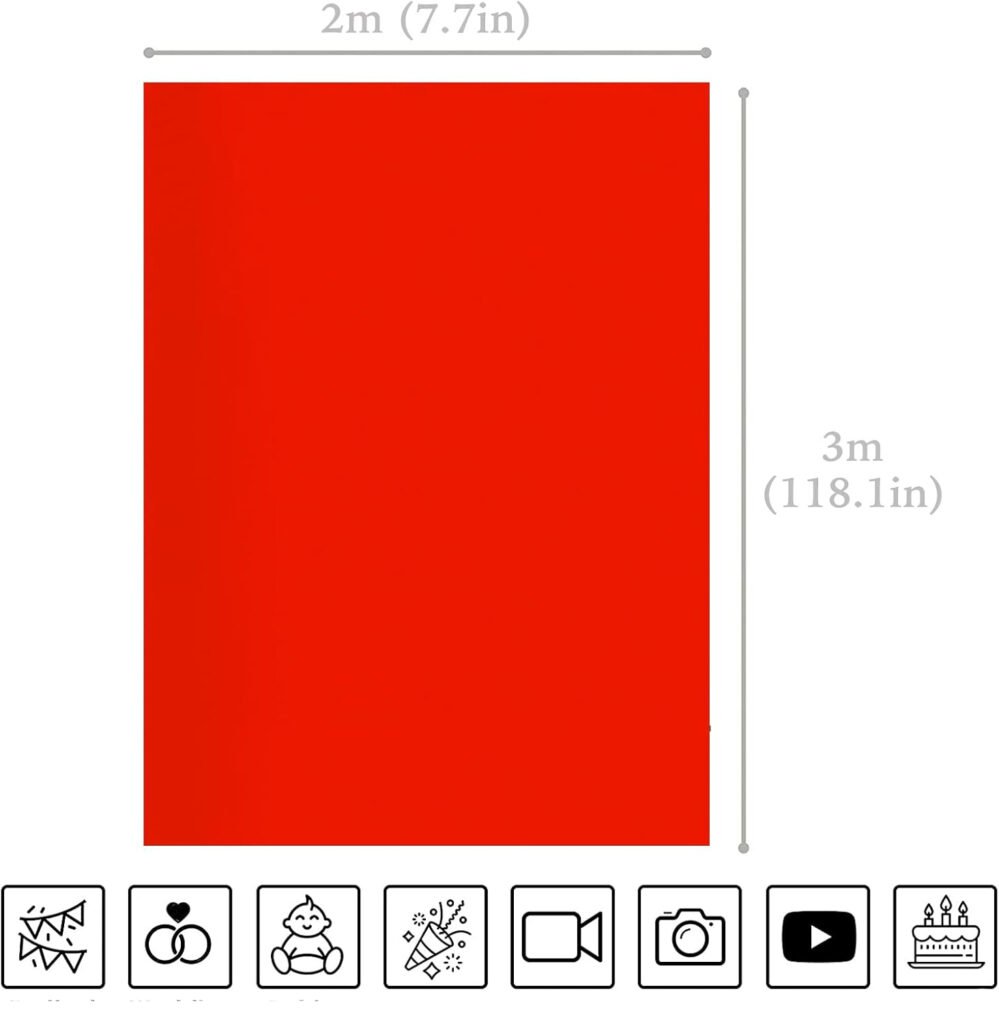 Rode fotografie achtergrond 3x2m van polyester met klemmen voor foto studio en modefotografie