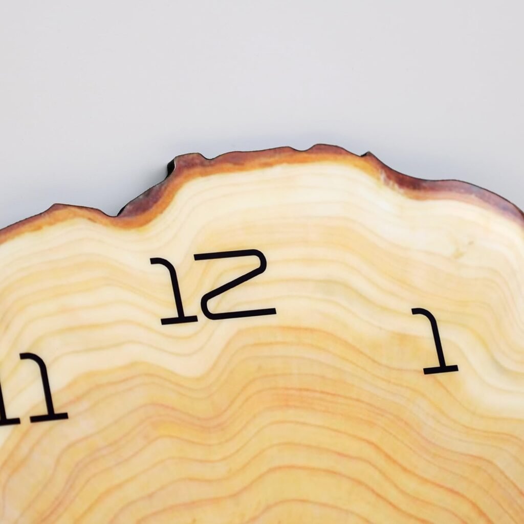 12 inch houten wandklok met jaarringen, stille quartz klok met Arabische cijfers voor woonkamer en slaapkamer