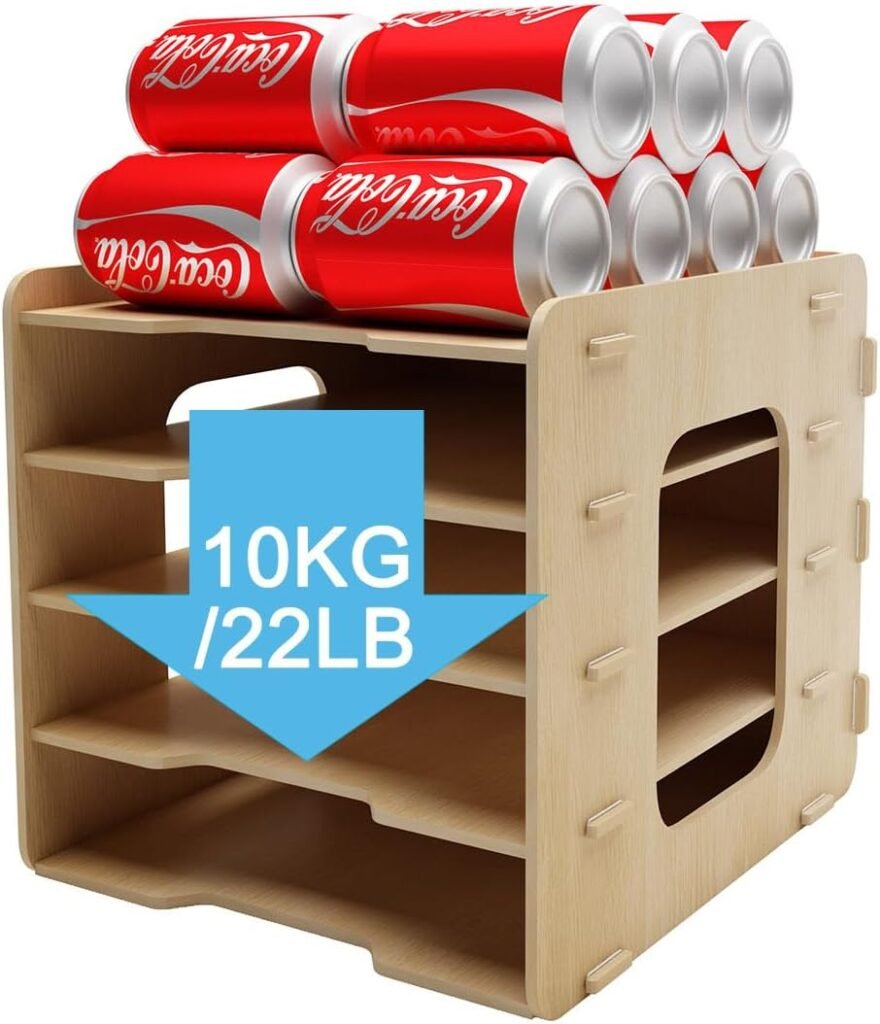 Houten bureau organizer met 5 lagen voor A4 documenten, post en tijdschriften