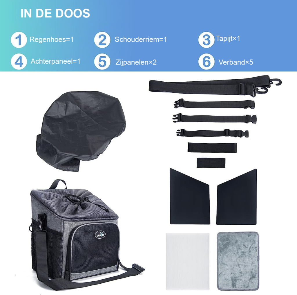 Vouwbare fietstas afneembaar voor fiets met multifunctioneel gebruik voor boodschappen, huisdieren en outdoor activiteiten