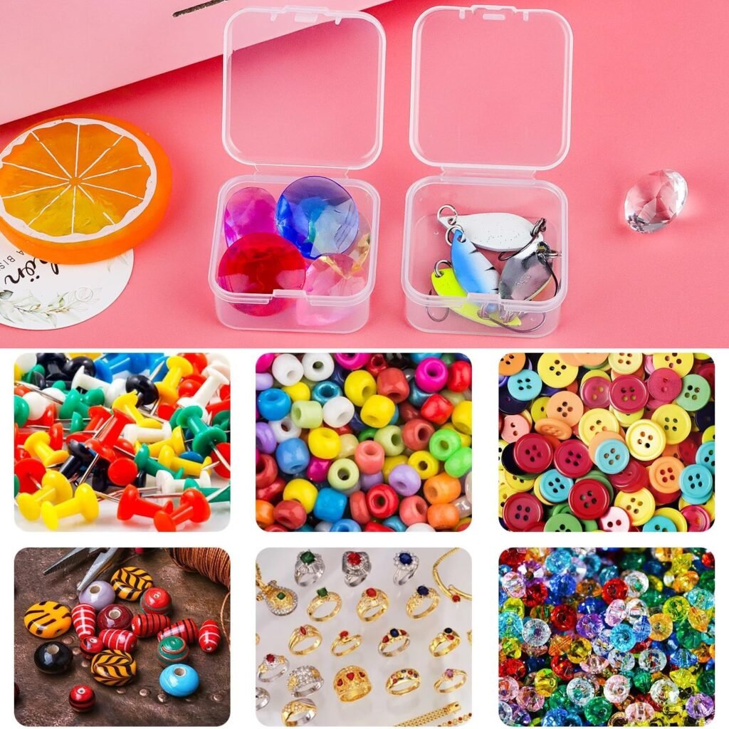 Opbergdoosjes met deksel 48 stuks - Transparante mini opbergboxen voor kralen en sieraden - Kunststof organizer doosjes voor hobby en DIY - 4,5 x 4,5 x 2 cm