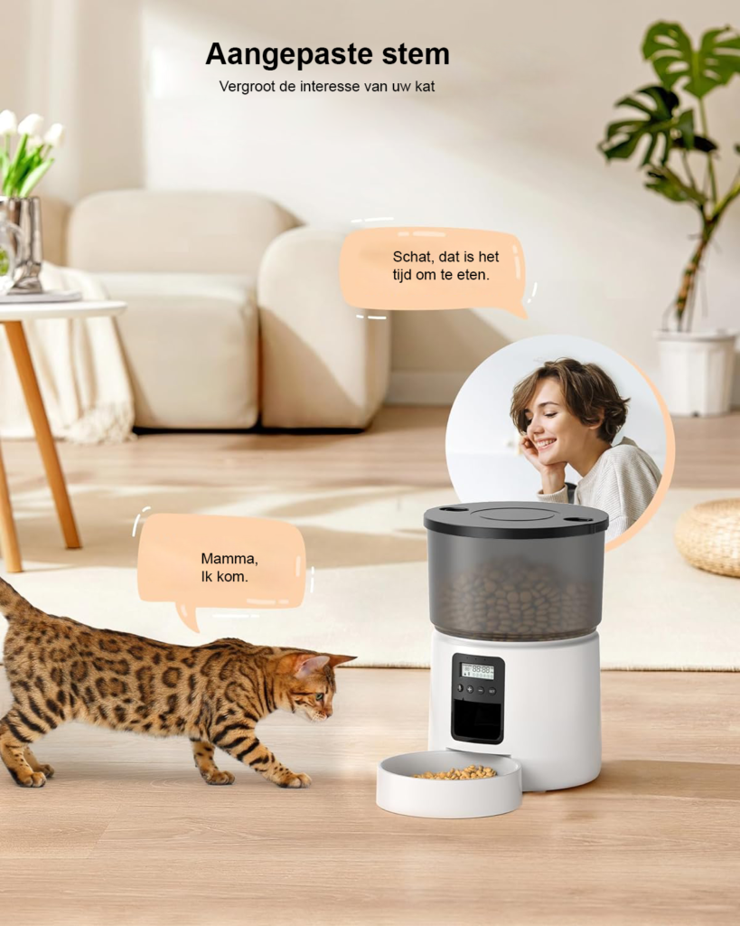 Automatische voederautomaat 5L wit - programmeerbare timer 1-6 maaltijden - voederdispenser met 10 sec stemopname