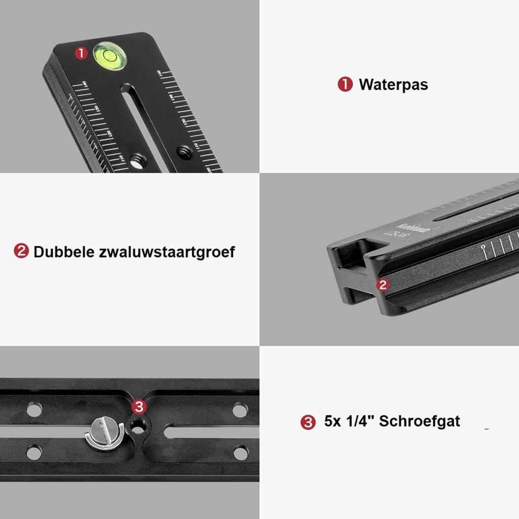 240mm Quick Release Plaat voor Camera Statiefkop met Dubbele Dovetail Sliding Rail en Arca Swiss Compatibiliteit