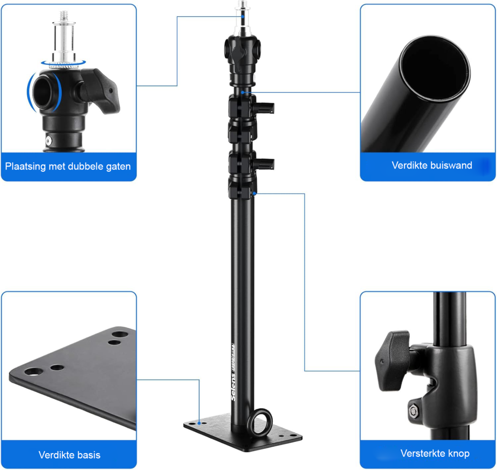 Fotografie muurbeugel met uitschuifbare arm 46,7-103 cm voor videolampen en reflectoren
