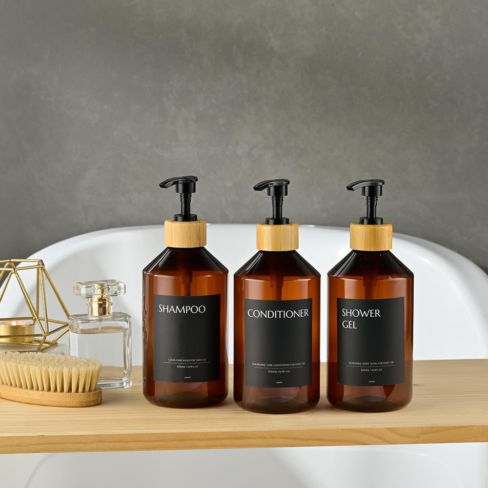 Zeepdispenser set van 3 met wandmontage zonder boren, 500 ml flessen voor keuken en badkamer