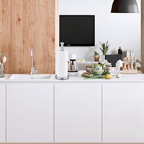 Keukenrolhouder Vrijstaand - Papierrolhouder voor Keukenblad - Moderne Keuken Organizer - Zilveren Standaard voor Meeste Papierrollen