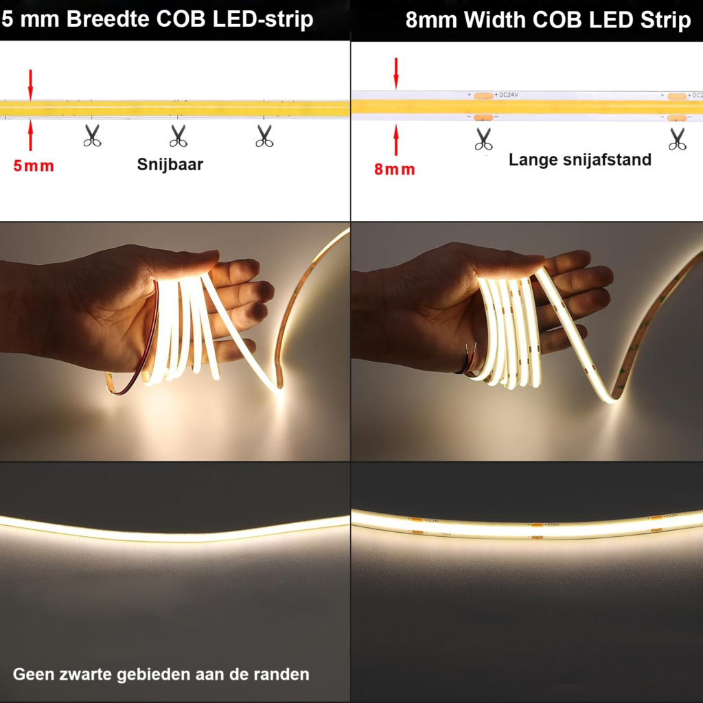 LED strip 12V 5 meter met natuurlijk wit 4000K licht, 400 LEDs, zelfklevende flexibele verlichting voor keuken en decoratie