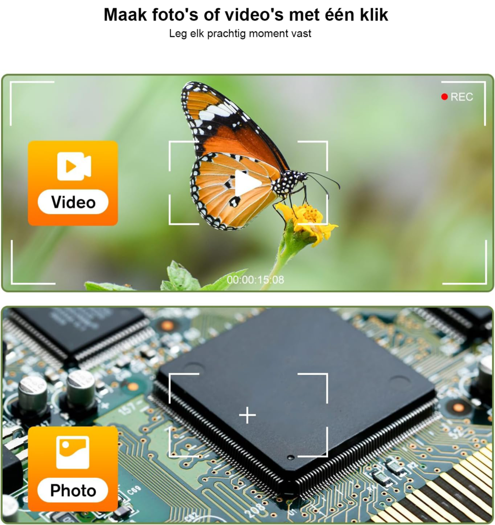 Digitale Microscoop met USB 1440p HD - Handmicroscoop met Inspectiecamera 50x-1600x Vergroting - 8 LED Lampjes voor iOS en Android