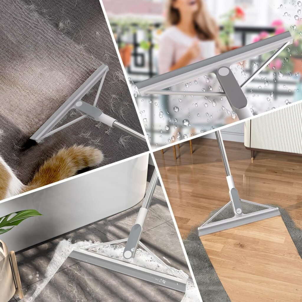 Siliconen wateraftrekker met handvat voor douche en vloer in grijs 156 cm