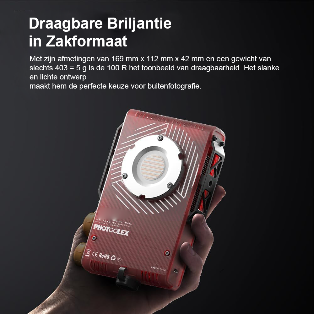 LED Videolamp 100W Bi-Color - COB Fotolamp met Reflector en Diffuser - Draagbare Studiolamp voor Video en Fotografie - 2700K-6500K