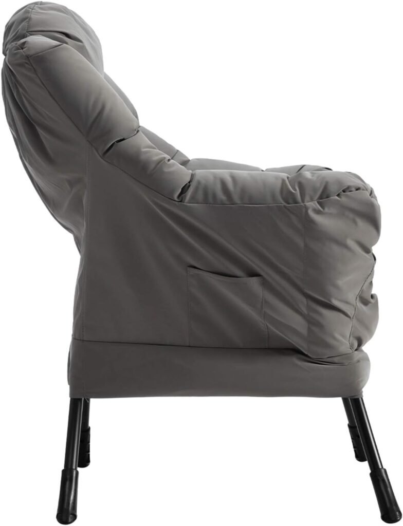 Relaxfauteuil met armleuningen - Luxe lounge stoel voor woonkamer en slaapkamer - Waterdichte accentstoel met stalen frame - Grijs