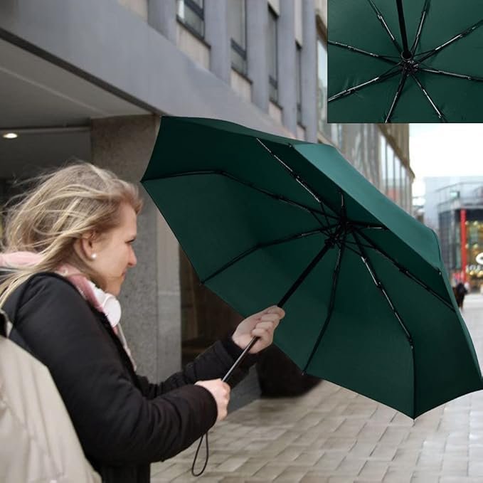 Opvouwbare reisparaplu met automatische open dicht functie, compacte winddichte paraplu voor heren en dames