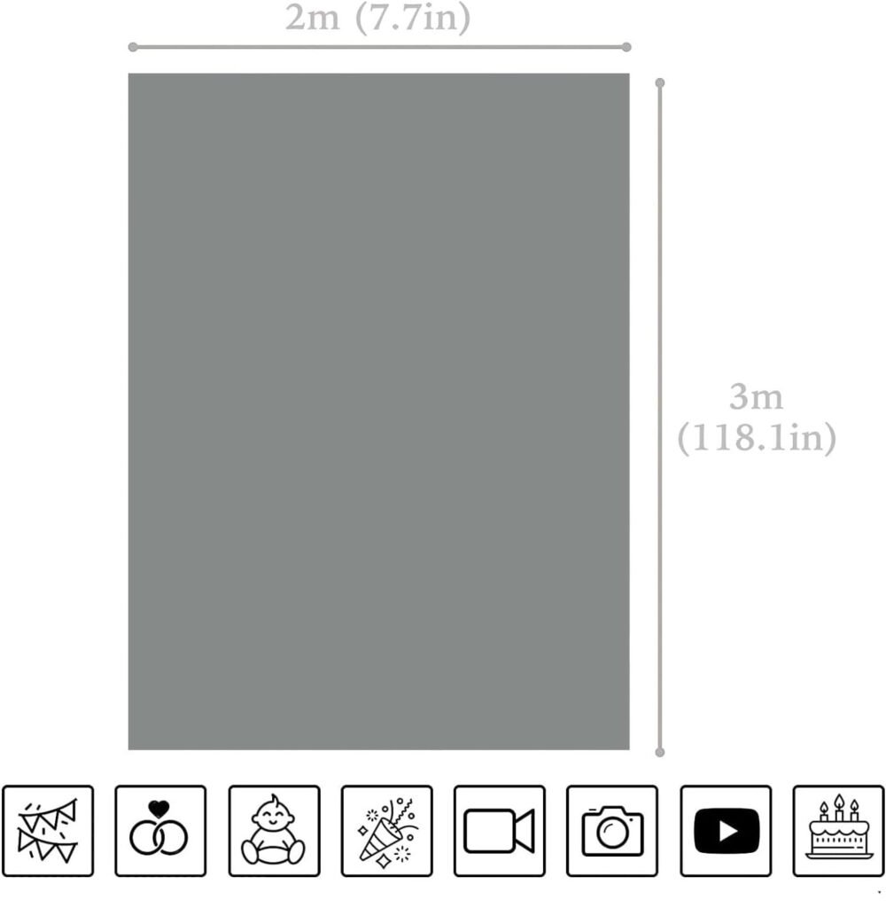 Grijze fotografie achtergrond 3x2m van polyester met clips voor fotostudio gebruik
