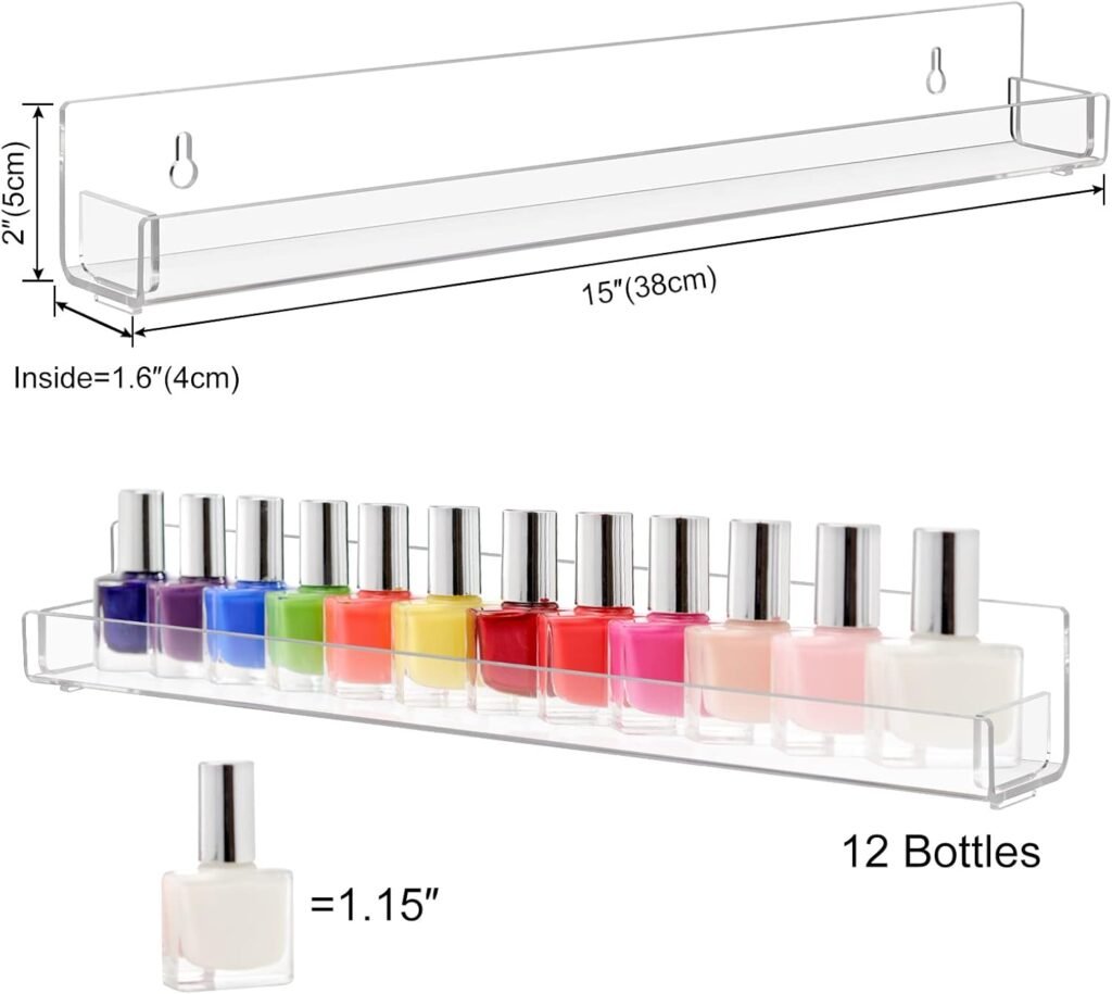 Acryl nagellakrek wandmontage voor 72 nagellakflessen met display plank en organizerfunctie