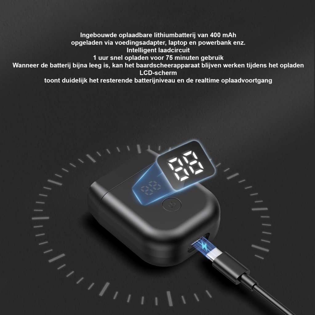 Elektrisch scheerapparaat heren met LCD display en draadloze baardtrimmer