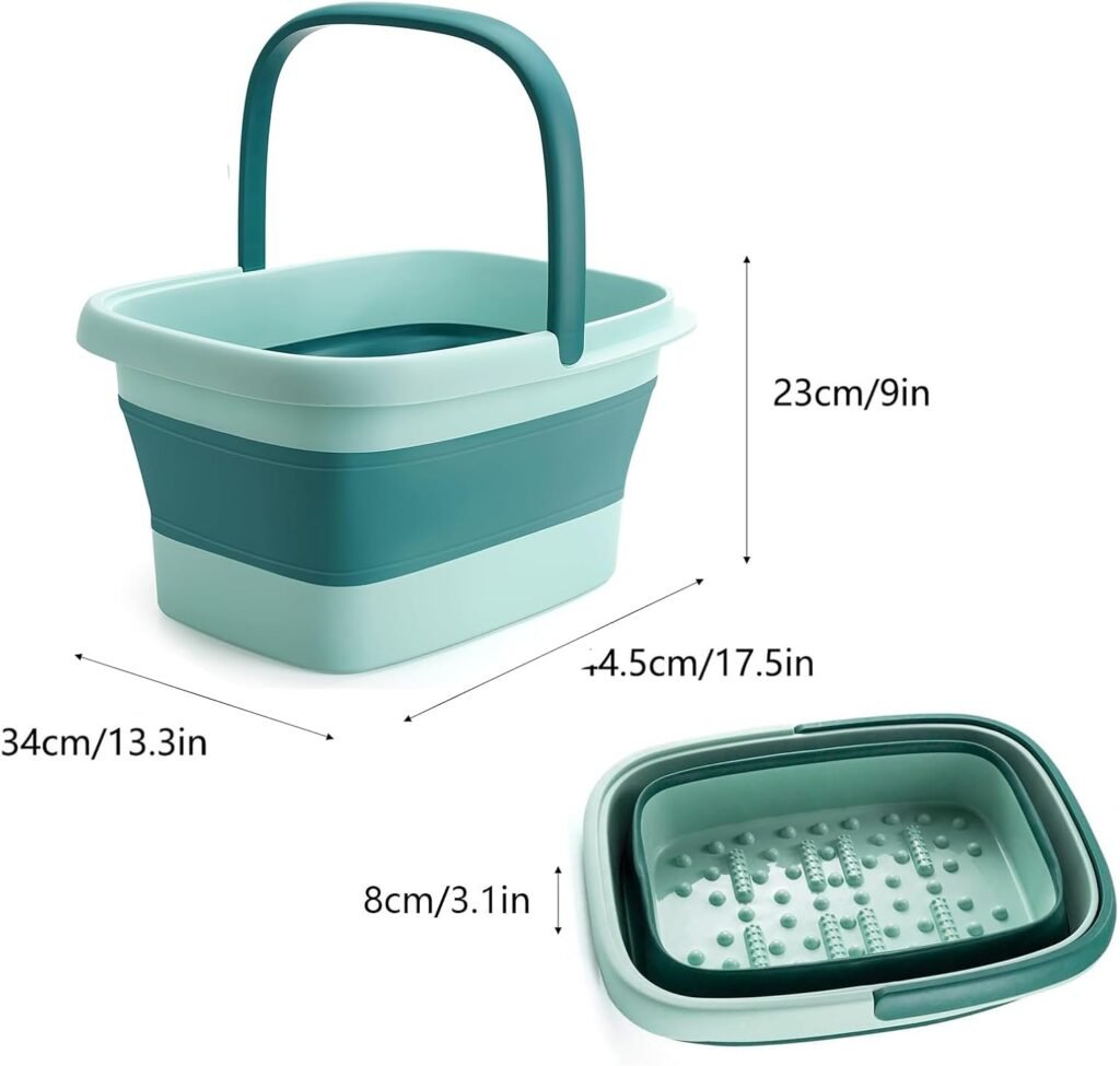 Opvouwbaar Voetbad met Massage - Inklapbaar Voetenbad voor Ontspanning en Vermoeidheidsverlichting - Compact Opbergbaar - 15 Liter Groen