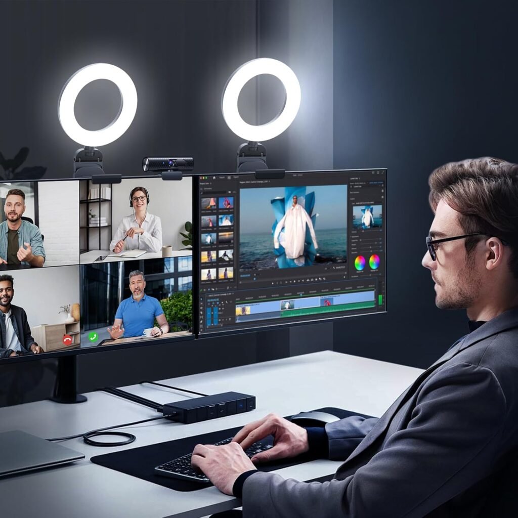 Ringlamp voor Laptop en Bureau - Videoconferentie Verlichting met Telefoonhouder en Statief - Set van 2 - 5 Inch Licht Ring
