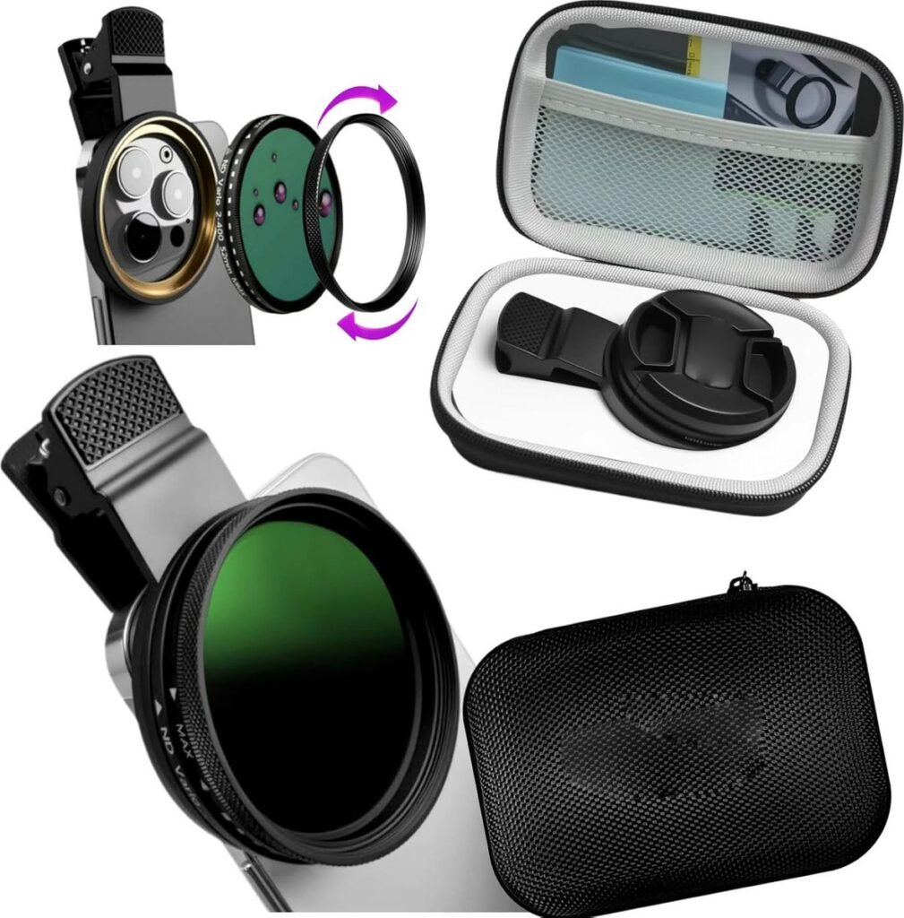 Smartphone lensfilter 52mm ND2-ND400 met clip-on adapter en optisch glas voor iPhone en Samsung