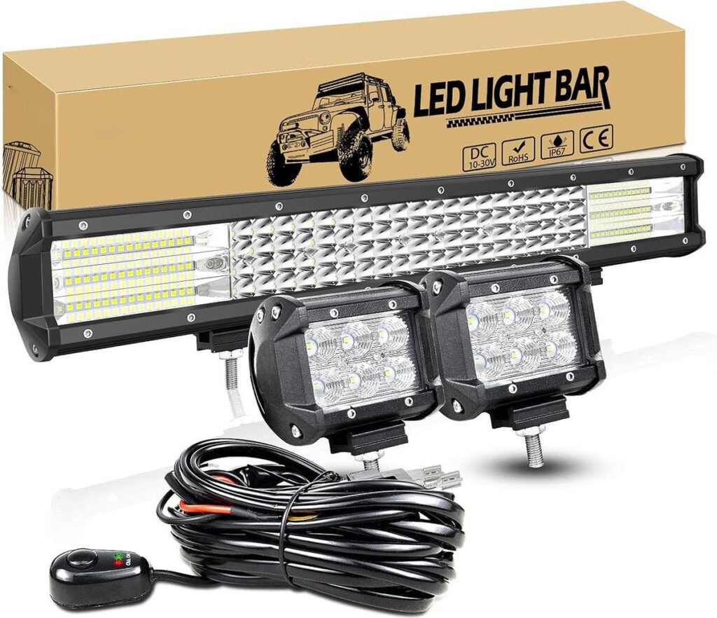 Lichtbalk met bedrading voor vrachtwagens - 20 inch 510W LED-verlichting met 4 inch Flood en kabelboom