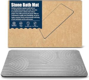 Diatomiet Badmat 60 x 39 cm – Antislip Douchemat – Sneldrogende en Waterabsorberende Steenmat – Grijs