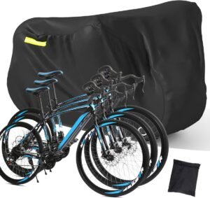 Fietshoes voor 2 Fietsen – Waterdichte Fietsafdekhoes – Oxford Zeil met Reflecterende Strips – 210 x 112 x 112 cm